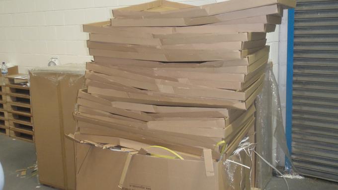 Cardboard prepared for recycling