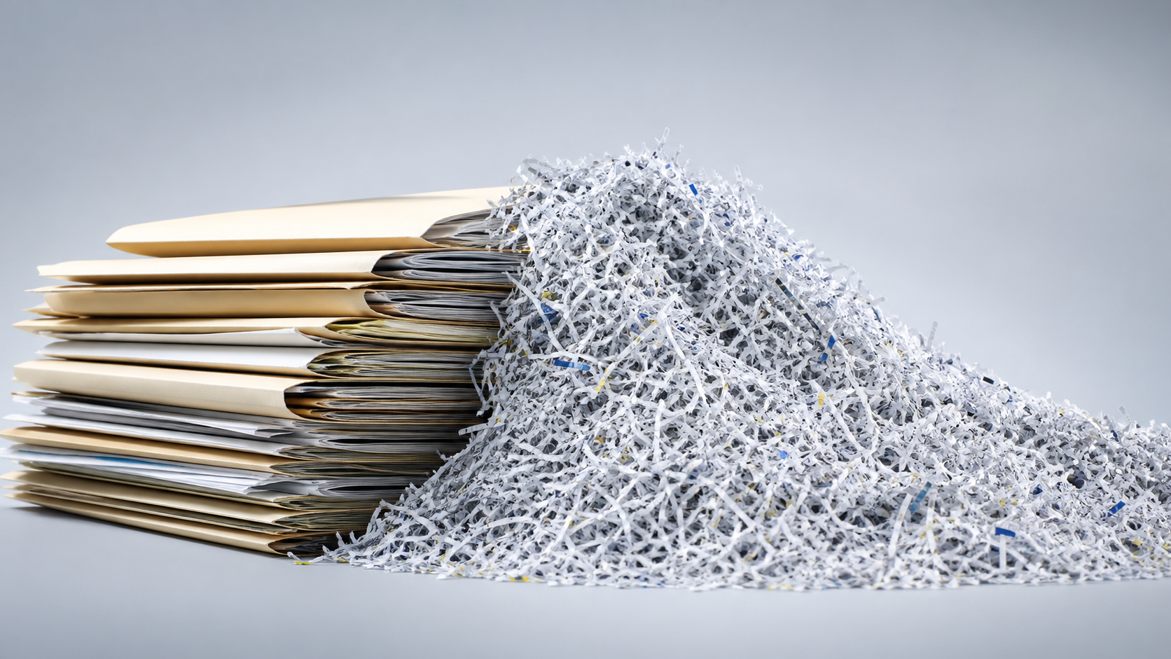 Confidential documents reduced to unreadable shredded material